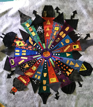Halloween Dresden Neighborhood quilt applique detail www.dlstewart.com